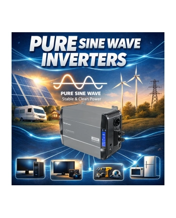 qoltec Przetwornica napięcia Pure Sine Wave | 12V na 230V | 3000/6000W