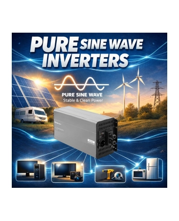 qoltec Przetwornica napięcia Pure Sine Wave | 12V na 230V | 4000/8000W