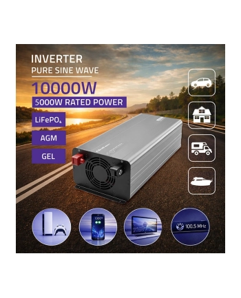 qoltec Przetwornica napięcia Pure Sine Wave | 24V na 230V |  5000/10000W