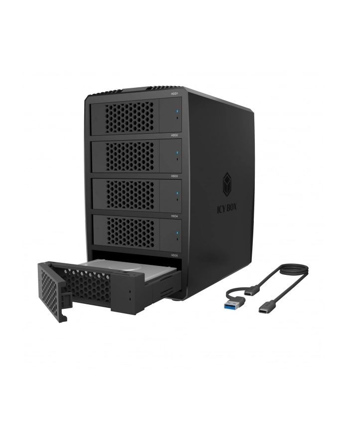 icybox System-RAID dla 5 HDD 2,5'/3,5' SATA, IB-RD3705-CU3 RAID 0,1,10,3,5, Single, Large, Clone główny