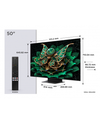 Telewizor TCL 50C7K QD-Mini LED 50''; 4K Ultra HD Google TV Dolby Atmos DVB-T2 Czarny