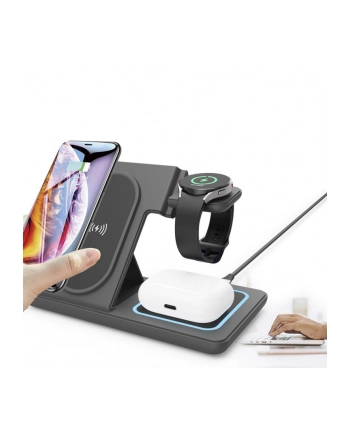 GEMBIRD Bezprzewodowa ładowarka / stacja ładowania 3w1 składana 15 W do zegarka Samsung kolor czarny