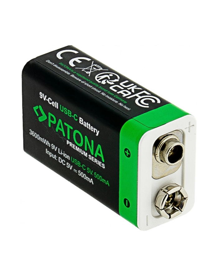 Patona 2x akumulator 9V 6F22 Premium z Ucb-c 1,5V 400mAh litowo-jonowe 9V główny