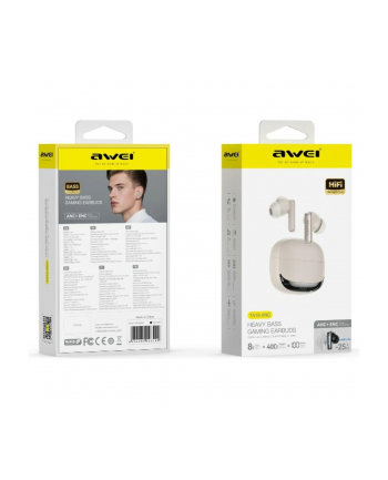 awei Słuchawki TA19 ANC TWS Bluetooth 6.0 beżowe