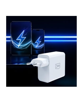 3mk Ładowarka sieciowa 45W PD 3.0 QC4+ USB-A USB-C biała nr 2