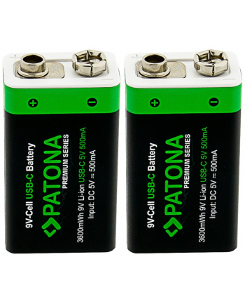 Patona 2x akumulator 9V 6F22 Premium z Ucb-c 1,5V 400mAh litowo-jonowe 9V nr 2