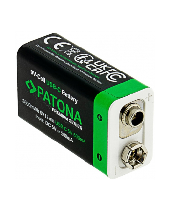 Patona 2x akumulator 9V 6F22 Premium z Ucb-c 1,5V 400mAh litowo-jonowe 9V nr 1