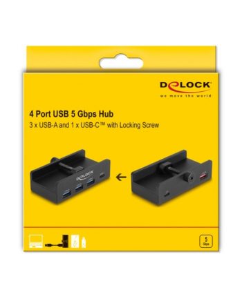 Hub USB Delock Hub Usb 5 Gbps 4-port (3x Usb A 1x Usb C) ze śrubą zabezp. (64284) nr 1