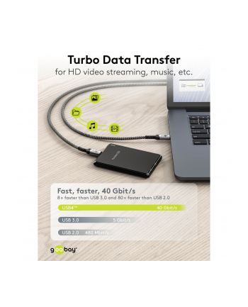 Goobay Kabel przewód Usb-c USB4 240W 40 Gbit/s Power Delivery 1.8m (WNC74213)