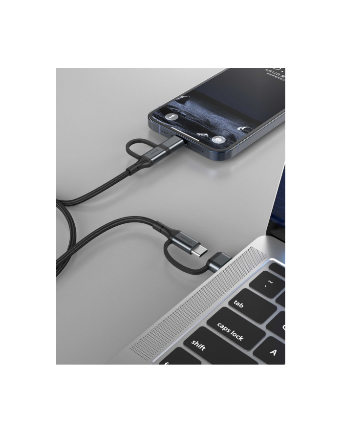Swissten Kabel Do Ładowania 4W1 1 5M Usb C A I Lightning 60W Czarny główny