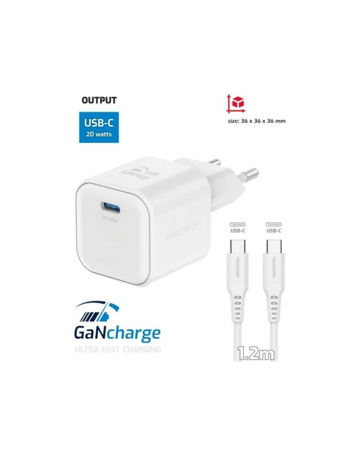 Swissten Ładowarka Sieciowa Gan 20W Power Delivery Kabel Usb-C główny
