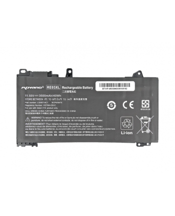 movano Bateria RE03XL do HP 430 440 450 G6 430 440 450 G7 - 3500 mAh (40 Wh)