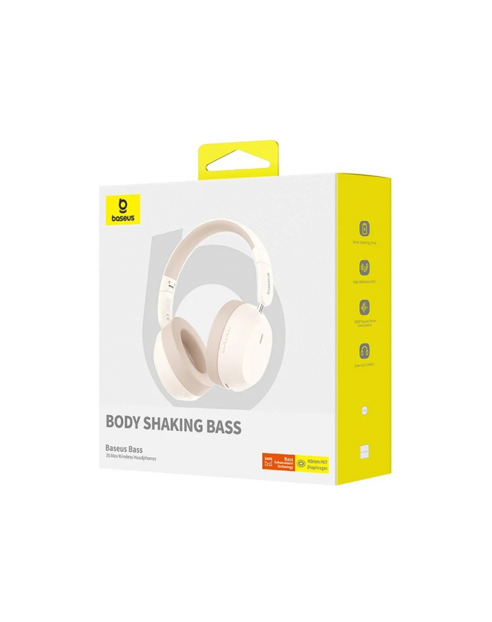 baseus Słuchawki nauszne bluetooth 5.3 BASS 35 MAX beżowe główny