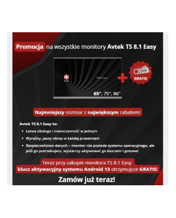 avtek Monitor interaktywny TS 8.1 Easy 86 z System Androidem
