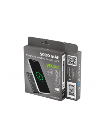 gembird PowerBank bezprzewodowy, magnetyczny, LCD 5000mAh 15W czarny