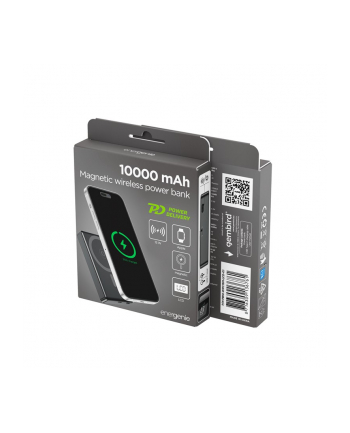 gembird PowerBank 10000mAh LCD 1xUSB-C 20W bezprzewodowy 15W czarny nr 1