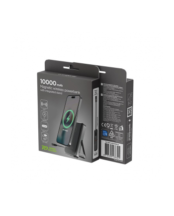 gembird PowerBank 10000mAh bezprzewodowy 15W USB-C 20W z podstawką, czarny nr 1
