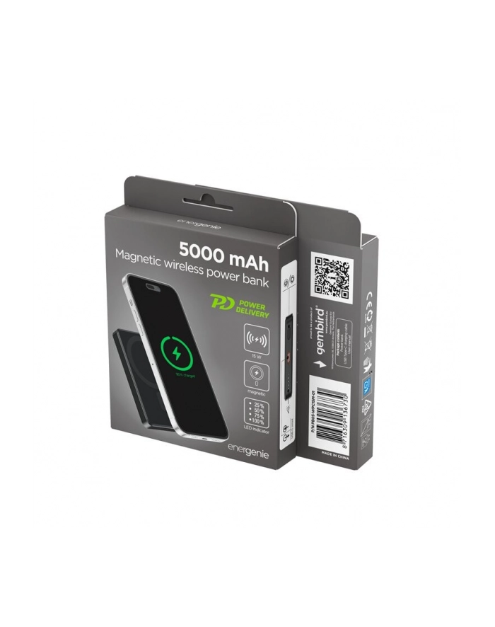 gembird PowerBank bezprzewodowy, magnetyczny 5000mAh 15W czarny główny