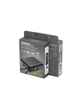gembird PowerBank 10000mAh 1xUSB-C/1xUSB-A 20W bezprzewodowy 15W czarny