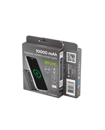 gembird PowerBank 10000mAh LCD 1xUSB-C 20W bezprzewodowy 15W czarny