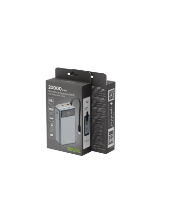 gembird PowerBank 20000mAh zintegrowane kable QC3.0 18W PD 65W LCD czarny