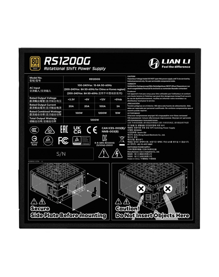 Lian Li RS1200G 1200W 80 Plus Gold ATX 3.1 główny