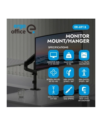ergo office Uchwyt na monitor 17-32 '' ER-691 B