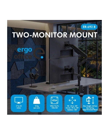 ergo office Uchwyt na 2 monitory 17-32 '' ER-692 B