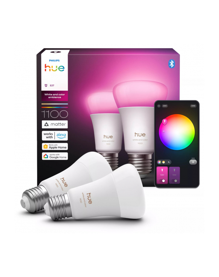 Philips Hue WCA 1100 A60 2P EU | E27 | 8.1 W | White and colour light | Bluetooth and Zigbee główny