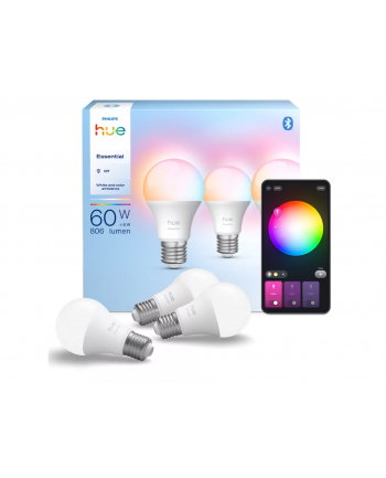 Philips Hue E WCA 806 A60 3P EU | E27 | 8 W | 16 million colours, White and colour light | Bluetooth and Zigbee