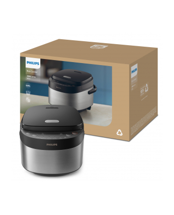 Philips Mini rice cooker | HD3093/80 3000 series | 600 W | 0.85 L | Number of programs 8 | Stainless Steel/Black