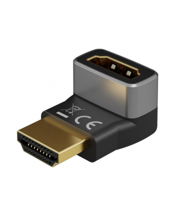 Goobay HDMI Angled Adapter 90° Vertical, 8K at 60 Hz, Gold-Plated, Black/Silver | 72009