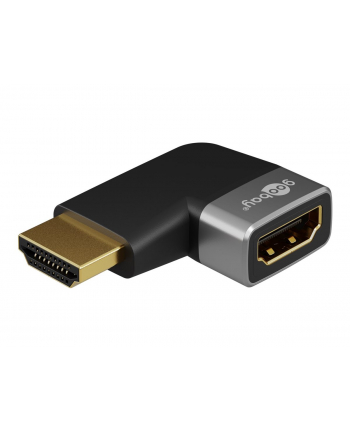 Goobay 72010 HDMI Angled Adapter 90° Horizontal, 8K at 60 Hz, Gold-Plated, Black/Silver