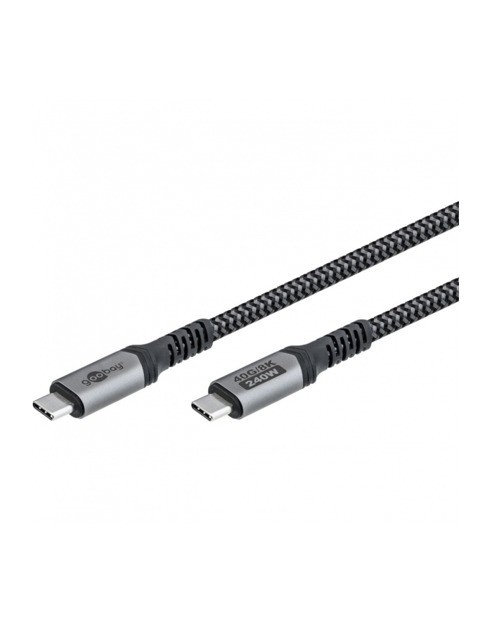 Goobay | USB-C Cable with Textile Sheath, USB4, 240 W, 40 Gbit/s, Power Delivery, 0.5 m, Black/Grey | 74210 główny
