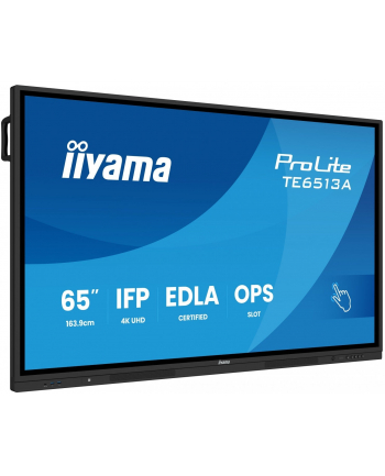 iiyama Monitor 65 '' TE6513A-B3AG INFRARED, 40pkt, IPS, 4K, 7H, 500cd/m2, WiFi, USB, ANDROID 14, Google EDLA, 2x20W, uchwyt ścienny