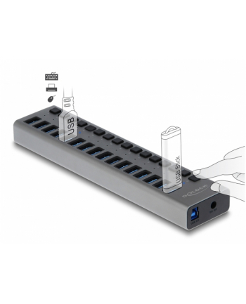 Hub USB Delock Hub Usb 3.0 w metalowej obudowie 10-portowy z przełącznikiem 63976 (63739) nr 1