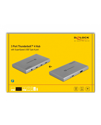 Hub USB Delock Hub Thunderbolt 4 z 3 portami i portem Usb Typu-A 10 Gbps 8K (64157)
