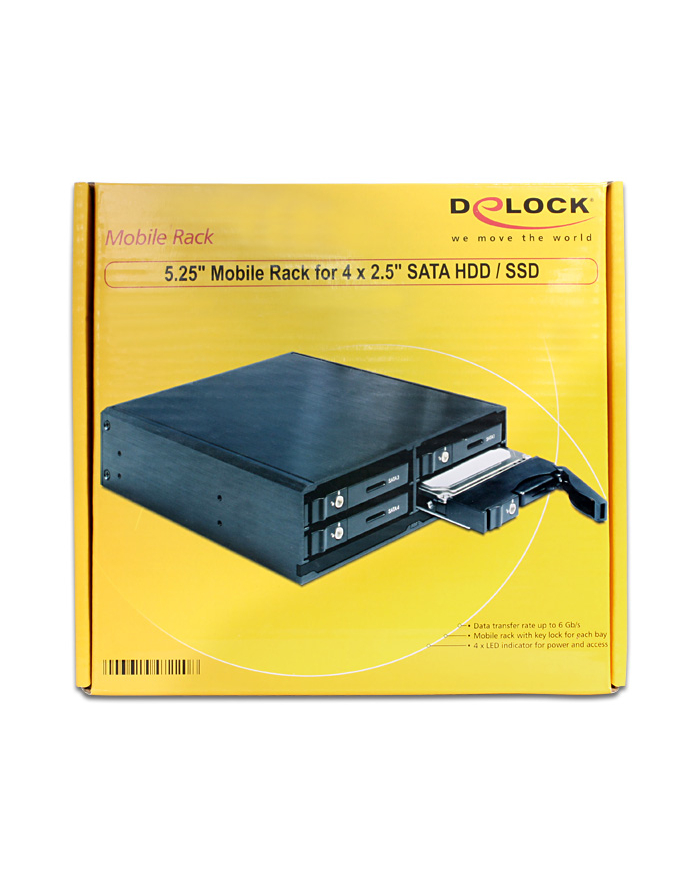 Delock Stelaż przenośny 5.25″ na 4x dyski 2.5″ Sata Hdd Ssd (47220) główny