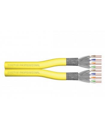 Digitus Kabel instalacyjny dupleksowy kat.7A, S/FTP, Dca, AWG 23/1, LSOH, 100m, żółty, szpula