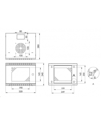 Stalflex Szafa Rack 10'' 4U 300mm wisząca Standard szkło szara (RC104U300GG)