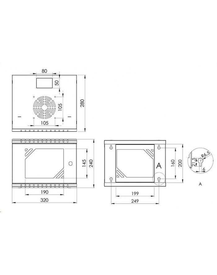 Stalflex Szafa Rack 10'' 4U 300mm wisząca Standard szkło szara (RC104U300GG) główny