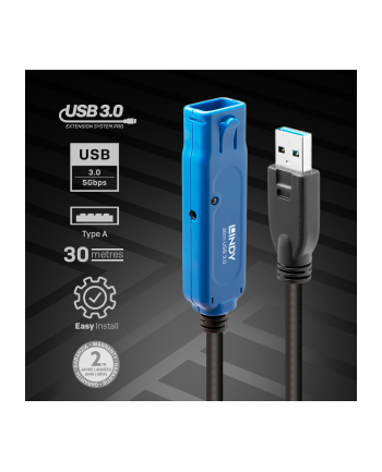 Lindy kabel USB 3.2 Gen 1 (3.1 1) 30 m A Czarny, Niebieski (43362)
