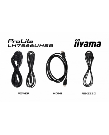 iiyama Monitor profesjonalny 75 '' LH7566UHSB-B1AG 4K, VA, A14, 800cd, 5000:1, 6,5ms,    2xHDMI, USB-C, RJ45, 2xUSB, 2x10W, WiFi, iiSignage2, 4/32GB 24/7