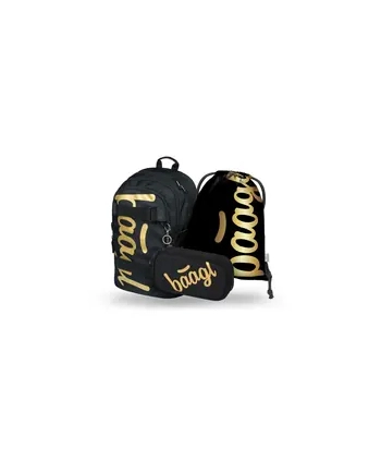 Baagl Set 3 Skate Gold Plecak Piórnik I Torba