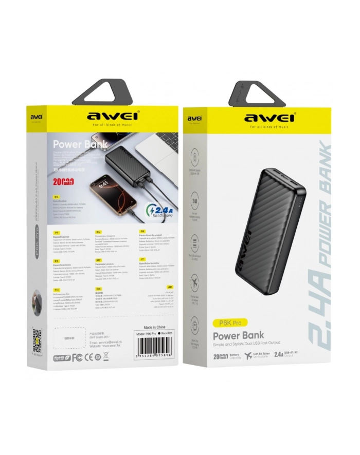 awei Powerbank 20000mAh P6K Pro 2xUSB-A/USB-C główny