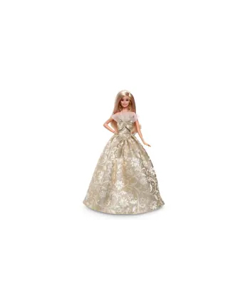 Barbie Signature Świąteczna Barbie 2025 Blondynka Kolekcjonerska lalka modowa w złoto-srebrnej sukni JBH95