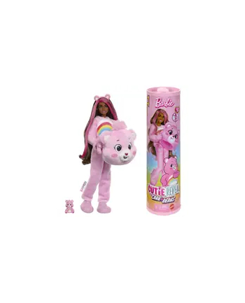 Barbie Cutie Reveal Lalka i akcesoria Seria Troskliwe Misie Zestaw z lalką w kostiumie Misi Wesołe Serce i z 10 niespodziankami JCN93 JCN95