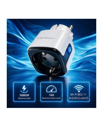 qoltec Inteligentne gniazdko Wi-Fi 16A | timer | watomierz | Tuya