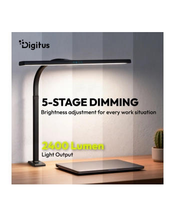 digitus Lampa biurkowa LED, 80 cm, 2400 lm, 16 W, temp. barw 3000K-6500K, czarna