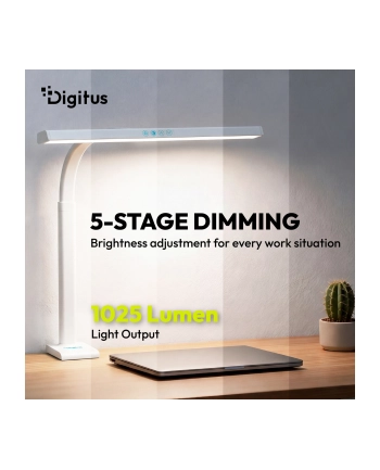 digitus Lampa biurkowa LED, 50 cm, 1025 lm, 7 W, temp. barw 3000K-6500K, biała